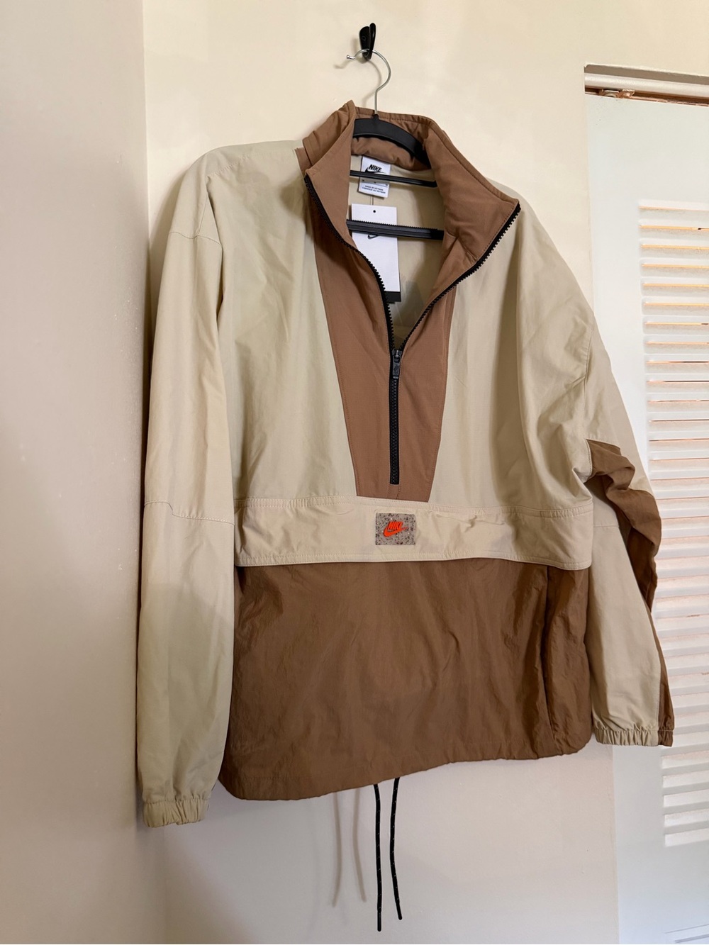 NIKE Womens Convertible Two-Tone Brown & Beige Windbreaker